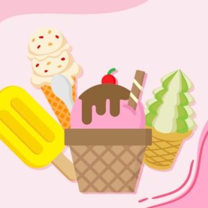 An illustration of various ice creams.